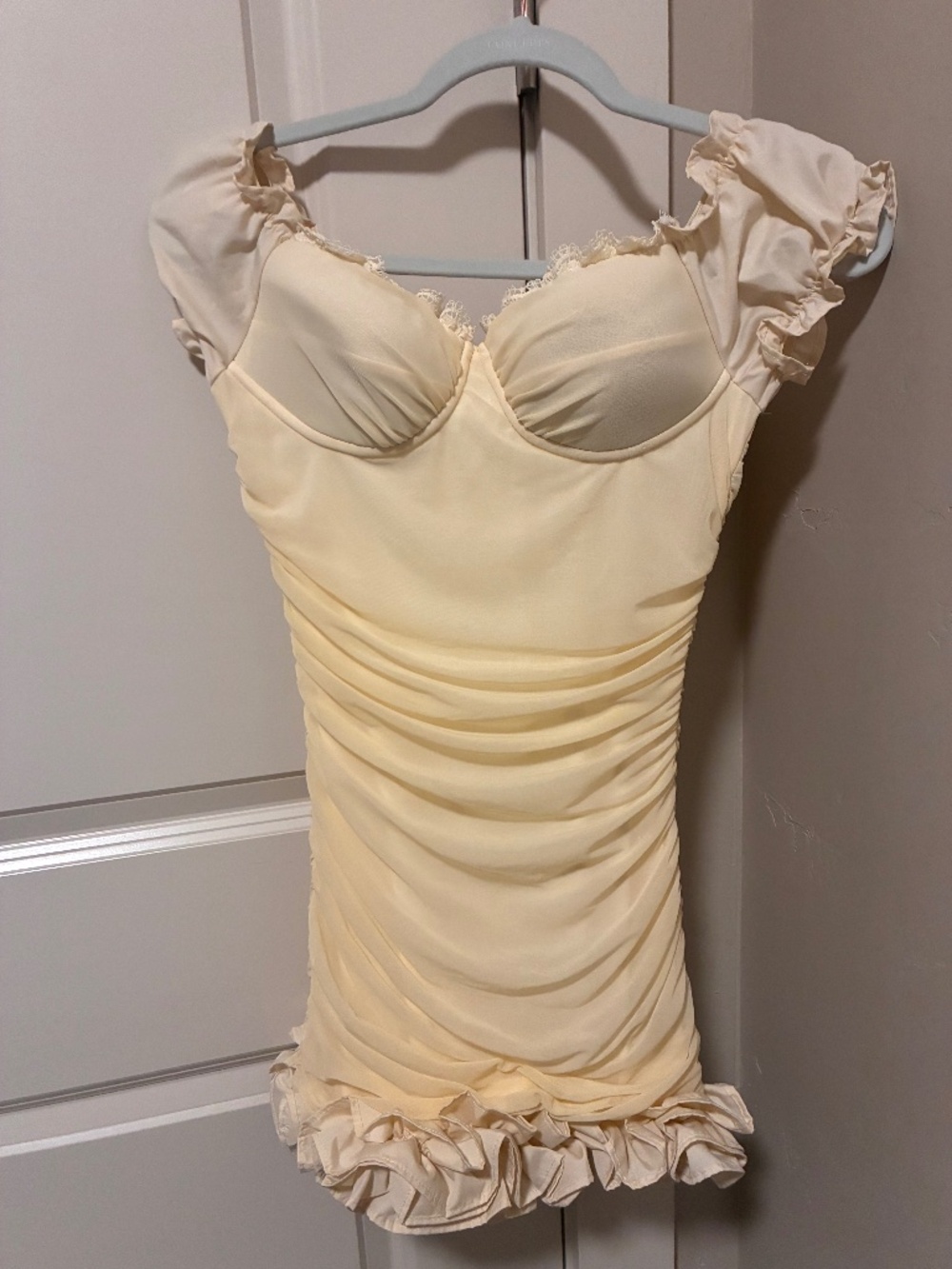 SHEIN mini ruffle cream dress size small